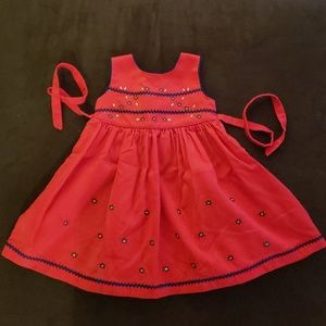 Will Beth girls red dress with embroidered flowers